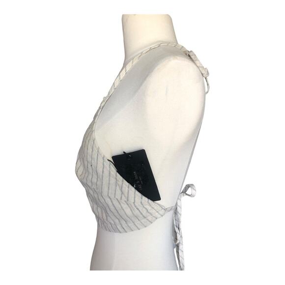 Rag & Bone NWT Zoe Natural Striped Pintuck Sleeveless Halter Top Blouse XS - Picture 8 of 13